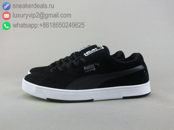 Puma Suede S Modern Tech Unisex Shoes Low Black Black Leather Size 36-45